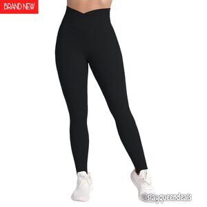 High Waist Crossover Yoga Leggings Tummy Control Butt Lifting Workout